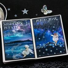 1roll/8rolls Dreamy Starry Sky Washi Tape, Glitter Star Decorative Tape, Scrapbooking Supplies, Planner Stickers, 78.74 Inches (200cm) Starry Shining Series Tape, Cutting Decorative Notebook, Scrapbook, Handmade Diary, DIY, PET Tape, Office & School Supplies - Whispers Of the Stars - View 4