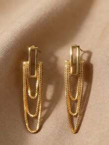 1 Pair Of Elegant And Unique 18K Gold Tassel Earrings, Vintage Western Style Design, Perfect Gift For Girlfriend, Family And Friends. Ideal For Christmas, Valentine's Day Or Everyday Wear. - Yellow Gold - View 1