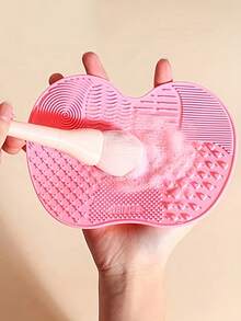 1PC Silicone Makeup Brush Cleaning Mat - Better Clean Your Makeup Tools. Features A Suction Cup, Wear-Resistant, Reusable, Portable Makeup Brush Cleaning Tool Made Of Silicone With Smooth Edges. - Multicolor - View 3