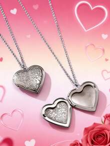 2pcs Fashionable 18K Gold Stainless Steel Hollow Heart & Tree Of Life Locket Pendant Necklace, Suitable For Valentine's Day Gift, Women's Daily Wear - Multicolor - View 7