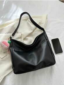 女士大容量休闲通勤多功能斜挎包 - 黑色 - 查看 3