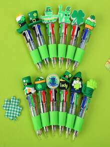 5/10件套圣帕特里克节文具套装，包含三叶草和条纹圆珠笔，是爱尔兰节日、居家、办公、课堂派对、办公及学校用品的理想礼物，男女通用。 - 彩色 - 查看 6