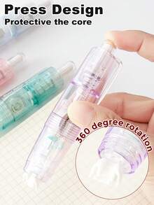 360°旋转修正带，可伸缩修正带，适用于考试，光滑双面修正带，可靠的液体纸胶带橡皮擦，适用于学校办公用品 - 圓形 - 查看 4