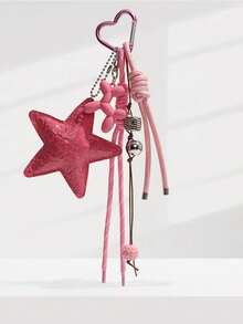1件Y2K风格粉色星星包包配饰，可作钥匙扣挂件、汽车挂件，也可作包包挂件。情人节礼物，时尚配饰，适合青少年女孩、女性、大学生、教师、上班族、职场新人及白领人士。汽车配饰，女士钥匙扣挂件，返校用品，教师礼物。 - 粉色 - 查看 5