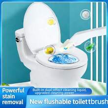 1pc Disposable Toilet Cleaning Brush With Cleaning Solution, Slouchy Person Friendly, No Hand Damage, Rinse Off Brush Head After Use, No Need To Dry, Comes With Holder, Random Color - White - View 5