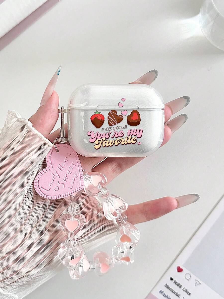 Strawberry Painted Transparent Fashion Bluetooth Earphone Case Compatible With AirPod Case, Headphones, Pro 3 Case, Pro (2nd Generation), 3, Pro, 1/2, 4 Case Cover