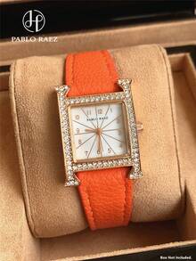 Pablo Raez 1pc Ladies Watches Stainless Steel Rose Gold Women Wristwatch Luxury Diamond Dress Watches For Women High Quality Elegant Brand New AAA Rectangle Gorgeous Design Quartz Watch Fahionable White Face Woman Popular Square Wristwatch 50M Waterproof Leather Bracelet Chain Pin Buckles Casual Cute Female Small Lovely Watch Nice Gift For Friend Or Family Fit For Daily Life/Work/Party Decoration Birthday Present - Rose Gold - View 1