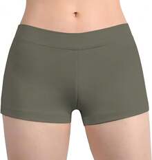 Cut Low Rise Booty Shorts - Spandex Active Dance Yoga Workout Fitness Shorts WomenA Valentine's Day KV0K - 橄欖綠 - 查看 7