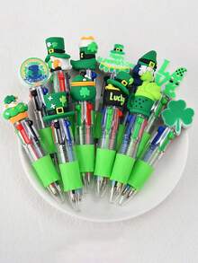 5/10件套圣帕特里克节文具套装，包含三叶草和条纹圆珠笔，是爱尔兰节日、居家、办公、课堂派对、办公及学校用品的理想礼物，男女通用。 - 彩色 - 查看 1
