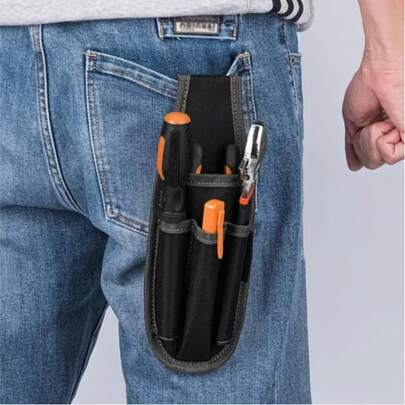1 pieza Bolsa de cintura ergonómica de nailon para hombres - Organizador de múltiples compartimentos para alicates, destornilladores y martillo para llevar (herramientas no incluidas)