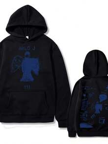 Milo J Men'S 111 Album Merch Hoodie - Casual & Comfortable Loose Fit Pul With Drawstring Hood Long Sleeves And Letter Print Design   Perfect For Fall/Winter Casual Wear Hoodie |   Relaxed Fit Hoodie |   Drawstring Hoodie Hoodie For Women Sweatshirts For Women Hoodies For Men 's Hoodie Sweatshirts For Men - màu đen - Xem 1