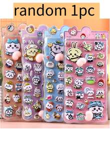 1pc Creative DIY Japanese Anime Character Face Squishies Stickers, Peach Face Squishies Stickers, Water Bottle And Phone Stickers, Dopamine Self-Adhesive Stickers, New Year Gift, Valentine's Day Gift, Easter Gift - Multicolor - View 4