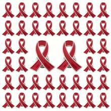 50pcs Red Ribbon Awareness Pins - Enamel Lapel Brooches For Heart Disease, HIV/AIDS & DUI Prevention - Shiny Metal Badges For Men & Women - Red - View 4