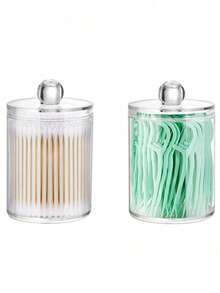 1个透明亚克力浴室棉签牙线收纳罐，棉签整理盒，化妆棉收纳架 - 無色 - 查看 10