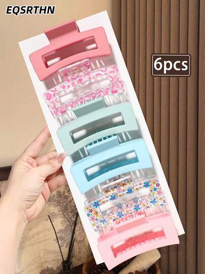 1 pieza Pinza de pelo rectangular grande y dulce de estilo minimalista y de alta gama, accesorio de pelo lindo adecuado para primavera, verano y otoño, agarre firme que no se desliza del cabello fino y suave, adecuado para salidas diarias, reuniones casuales, ir al trabajo, vacaciones, lavarse el cabello, bañarse, maquillarse, vestirse, puede usarse como accesorio de pelo para mujeres