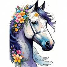 Dlylust Horse Diamond Art Painting Kits For Adults - Full Drill Diamond Dots Paintings For Beginners, Round 5D Paint With Diamonds Pictures Gem Art Painting Kits DIY Crafts Kits 12x16inch - Horse - 查看 1