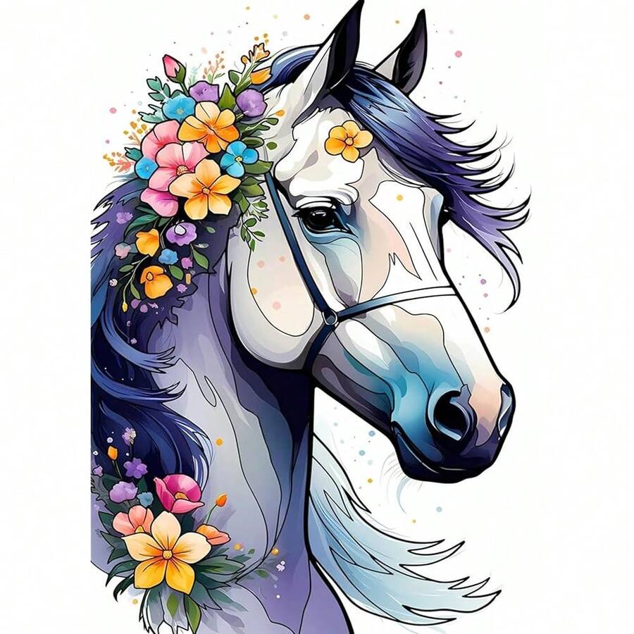 Dlylust Horse Diamond Art Painting Kits For Adults - Full Drill Diamond Dots Paintings For Beginners, Round 5D Paint With Diamonds Pictures Gem Art Painting Kits DIY Crafts Kits 12x16inch - Horse - 查看 1