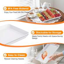 1/4 Piece Set Serving Trays, Party, Entertainment, Camping And Food Display Service Platters, Reusable And Stackable Plastic Tray, Cookie Rectangular Food Plate, Appetizers (White) - White - View 7