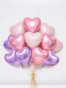 6/12pcs Heart Shaped Balloons Set - Pink And Red, For Wedding, Birthday, Valentine's Day, Party, With White Ribbon Bow - Inflatable Decorations - Proposal, Christmas, New Year Party Supplies - Multicolor - View 3
