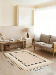 1 件香槟米色客厅装饰地毯，黑色包边，绒面材质，触感柔软舒适，易于保养，防水防污，防滑底背，适用于大堂、卧室、客厅、浴室、厨房、餐厅、办公室、房间装饰和门垫，节日庆典。 - 香檳色 - 查看 13