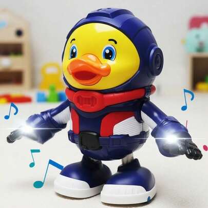 TendenciaRobot Patito Astronauta Bailarín Interactivo Luces Y Sonidos Pato Espacial AzulCalidad premium