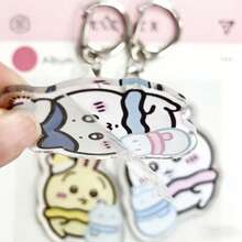 4个/套亚克力钥匙扣可爱创意吊坠钥匙圈批发随机款式，适合作为新年、情人节、复活节礼物 - 彩色 - 查看 2