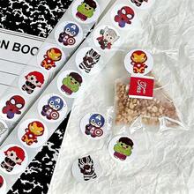 500张漫威超级英雄蜘蛛侠和钢铁侠贴纸，圆形贴纸，可用于DIY糖果袋装饰，适合作为生日、万圣节、圣诞节、毕业典礼和节日派对礼物。 - 彩色 - 查看 6