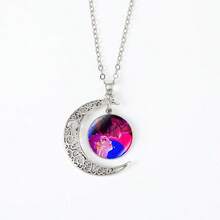 1pc Kpop Witch Hunting Crew Necklace, Moon Pendant Necklace With Time Gem Silver Jewelry - Multicolor - View 14