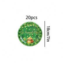 10pcs/20pcs/40pcs/50pcs,St. Patrick's Day 9inch And 7inch Paper Plates,St. Patrick's Day Disposable Paper Plates Set - Green Checkered With Clover, Rainbow & Pot Of Gold Design Plates For Irish Themed Party, Saint Patrick's Day Celebration & Lucky Tableware Supplies - Multicolor - View 8