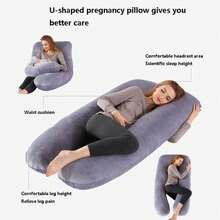 Pregnancy Pillows For Sleeping, Full Body Pillow, Large U Shaped Full Body Pillow, Ultra Soft Pillow With Removable Cover, Velvet, Pregnant Pillow Sleeping, Sleep Comfort Pillow, U Shaped Body Nursing Pillow, Full Body Support Pillow For Pregnancy With Removable Washable Cover,140x70cm - ALMOHADA-U-NEGRO - 查看 8