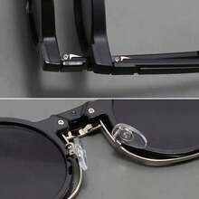 Unisex Steampunk Round Retro Hip-Hop Glasses - Black Frame With Yellow Decorative Lenses, Lightweight And Durable Design, Includes Protective Case, Suitable For (132-138mm) Casual Wear, Fashionable Design, High-Quality Lenses, Unisex Glasses, Explorer - 黑黃 - 查看 3