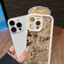 Funda para teléfono con diseño de luna y palomas voladoras. Compatible con fundas para teléfonos ,  17,  16 Pro Max,  15 Pro Max,  13 y  12. Fabricada en TPU, ofrece protección contra golpes y caídas. Un regalo ideal para familiares, amigos, parejas, novios/novias y para San Valentín. - Blanco - Ver 3