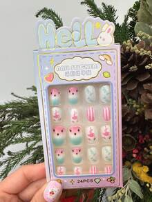 24张/盒 可爱卡通美甲贴纸，防水彩色美甲贴花，派对礼品，生日礼物 - 彩色 - 查看 42