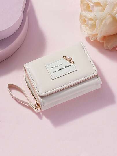 Women's Short Zipper Tri-Fold Embroidered Fashion New Multi-Card Holder Clutch Wallet, Suitable For Daily Use, Back To School Gift, Graduation Gift, Birthday Gift, Women's Gift