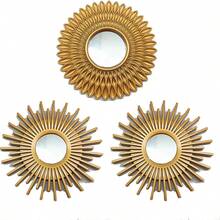 1pc/3pcs Set 25cm Nordic Sunflower Mirror, Bathroom Decor, Home Art Craft, Bedroom Wall Decoration, Best Gift For Birthday, Graduation, Home Decor, Back To School, Room Decoration, Study Supplies - Gold - View 3