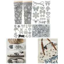85 Pcs Junk Socks Charms Kit, Black And Red Charms Socks, Brooches And Pins Women, ShoeCharms With Bows, Sneakers Kit With Pearls Rhinestones Chains - Silver - View 1