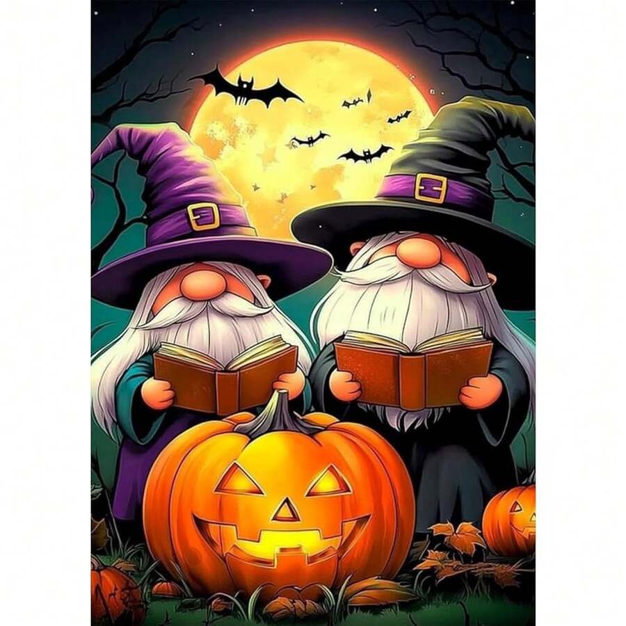 GHHKUD Diamond Painting Kits Halloween Gno 1mes For Adults, DIY 5D Diamond Painting, Full Drill Pumpkins Diamond Art Kits Art Pictures For Relaxation Gifts Home Wall Decor 30x40cm - 萬聖節 - 查看 1