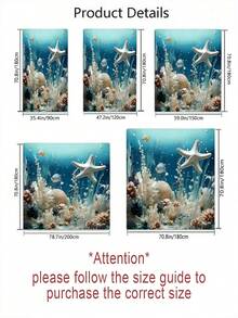 1/3/4 Pcs Starfish Bathroom Curtain Set, Creative Decorative Bathroom Set Including Waterproof Shower Curtain, Non-Slip Mat, Toilet Lid Cover, Bath Mat And 12 Plastic Hooks, Bathroom Decor, Shower Curtain Set, Home Decor, Bathroom Accessories (Please Select The Appropriate Size According To The Size Chart To Avoid Being Too Large Or Too Small) - Multicolor - View 10