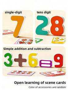 Drewniana układanka Montessori, cyfrowa układanka literowa dla dzieci, dopasowywanie figur geometrycznych, wczesna edukacja, narzędzie edukacyjne dla chłopców i dziewcząt (losowy kolor) - Wielokolorowe - Zobacz 5