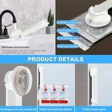 Foldable Clothes Drying Rack With Suction Cup Wall-Mounted Clothes Drying Rod With Retractable Rod For Laundry Bathroom RV Balcony Travel Portable Drying Rack For Clothe White - 均碼 - 查看 7