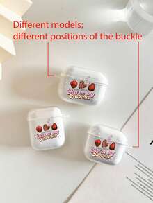 Strawberry Painted Transparent Fashion Bluetooth Earphone Case Compatible With AirPod Case, Headphones, Pro 3 Case, Pro (2nd Generation), 3, Pro, 1/2, 4 Case Cover