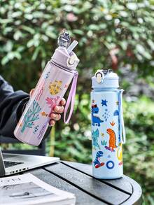 8 lựa chọn màu sắc, 1 bình nước thể thao trẻ em 750ml, bình nước học sinh, quà tặng dễ thương cho bé gái và bé trai, cốc có ống hút, thích hợp cho hoạt động ngoài trời, trường học, lễ tốt nghiệp, chủ đề động vật hoạt hình, dễ mang theo - Nhiều màu - Xem 5