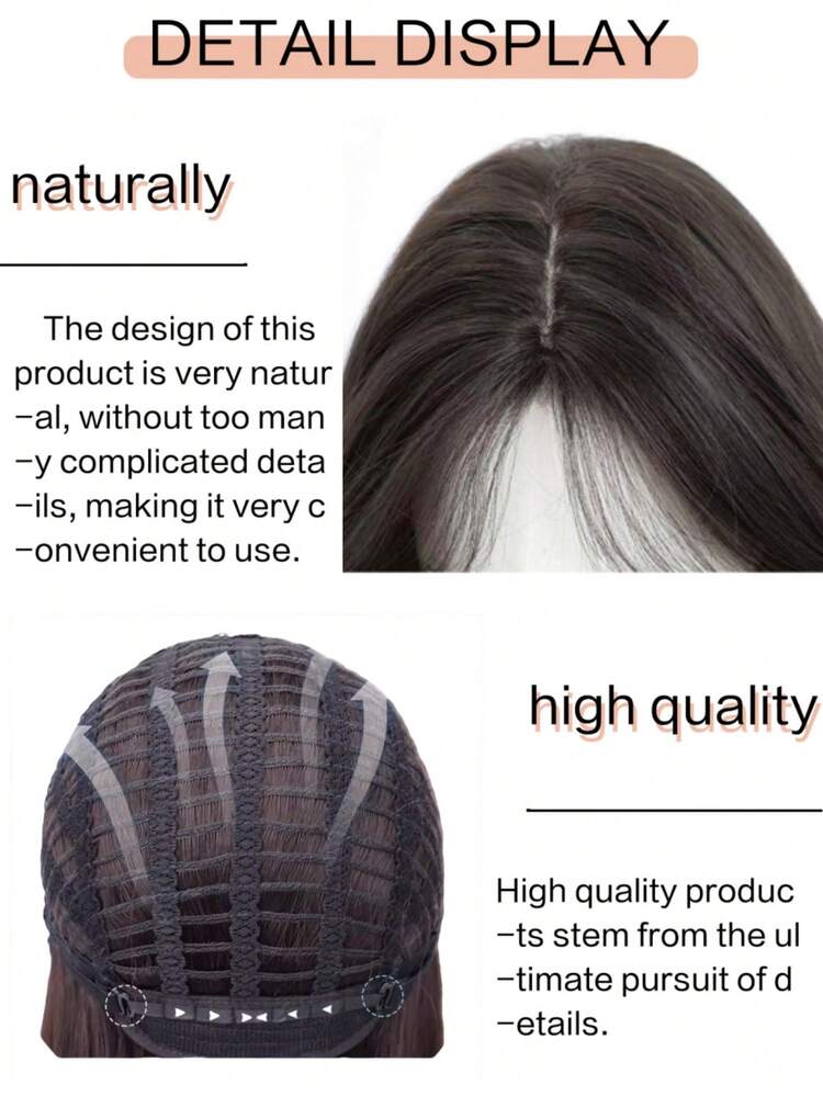 24-Inch Women's Elegant Black-Brown Long Curly Wig, Suitable For Females, Natural Wavy Rose Net Cap Heat-Resistant Synthetic Fiber Material, Great For Daily Wear And Halloween Parties - Multicolor - View 6