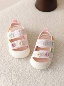 1 Pair Baby Sandals, Sweet & Breathable Soft Bottom Anti-Slip Summer Infant Toddler Girl Walking Shoes - Pink - View 3