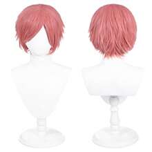 30cm lange Perücke, universelle Anime Kostüm Cosplay Perücke, perfekt für Partys, den täglichen Gebrauch, Festivals und Halloween (Rosa)-5610 - Rosa - Übersicht 2