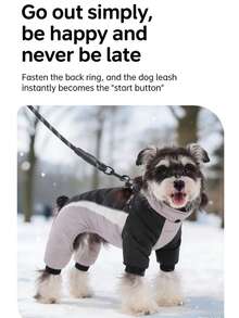 Full Body Dog Jacket - Warm Fleece Coat For Small Dogs, High Collar Winter Jacket With Chest Harness, Reflective All-In-One Windproof Down Jacket With Leg Coverage