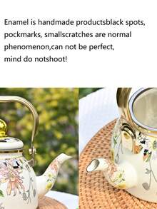 1个带把手的陶瓷水壶，生动的花卉图案设计，耐热，适用于咖啡、茶、水果、牛奶，非常适合家居装饰、聚会、露营、户外活动、厨房装饰，也是返校必备品。 - 彩色 - 查看 8