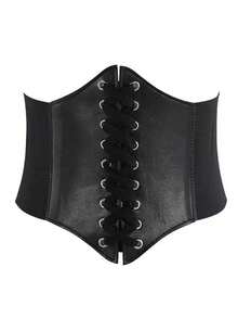 1pc Women's Renaissance Accessory Dark Punk Style Drawstring Adjustable Corset Belt, Suitable For Halloween Night Or Daily Wear - Black - View 10