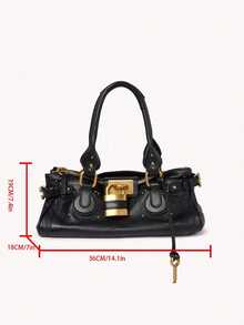 Estilo vintage clásico, moda retro de nicho, versátil, único y elegante bolso con candado antiguo, bolso de mano, bolso de hombro, bolso de sobaco, un imprescindible del estilo callejero. - Multicolor - Ver 4