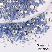 SS6 2mm-SS12 3mm，1440颗/包；SS16 4mm，720颗/包；SS20 4.8mm，360颗/包；SS30 6.4mm，288颗/包；圆形平底玻璃水晶水钻，多色水晶宝石，DMC热熔珠，适用于DIY美甲、服装、包包、鞋子、工艺品、闪亮美甲贴纸装饰